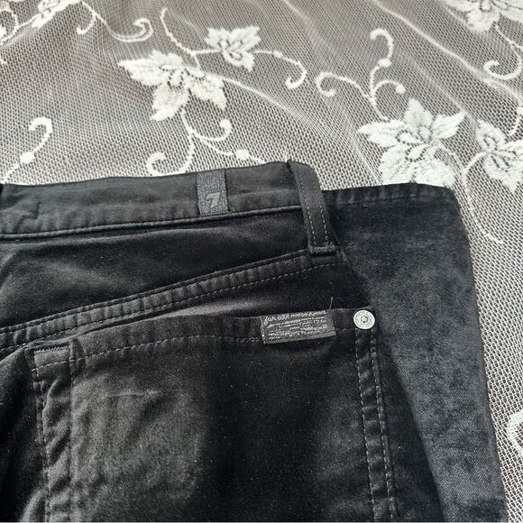 7 For All Mankind Eddie  Straight Crop Black Velvet Jean - Picture 8 of 13
